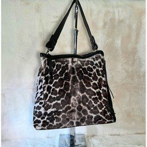 Furla Cheetah Print Faux Fur / Black Leather purse